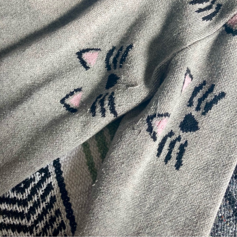 Thinkgeek Gray Cat Open Front Hooded Cardigan Swe… - image 7